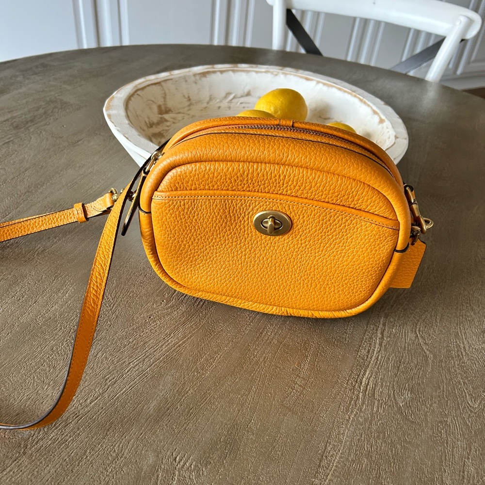 Coach Turnlock Leather Camera Crossbody Bag